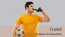  Presentation with video game 3d play games - Amazing presentation design having ball drinking beer over grey backdrop and a gold colored foreground