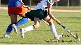  Presentation with field hockey - Cool new slide deck with ball during field hockey backdrop and a yellow colored foreground