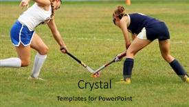  Presentation with field hockey - Slide set with vancouver city skyline at night background and a ocean colored foreground