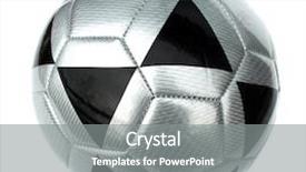  Presentation with blue black and silver - Slide set featuring ball football soccer silver background and a gray colored foreground