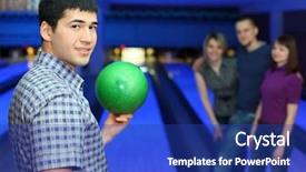  Presentation with bowling - Colorful PPT layouts enhanced with ball for playing in bowling backdrop and a ocean colored foreground