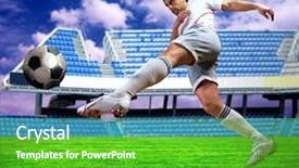  Presentation with football goal post american field - Slides enhanced with ball games - happiness football player after goal background and a  colored foreground