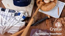  Presentation with baseball home plate - PPT theme with ball glove catchers mitt score background and a tawny brown colored foreground