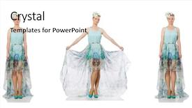  Presentation with blue floral - Colorful slide set enhanced with ball gown - caucasian model in blue floral backdrop and a white colored foreground