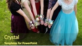  Presentation with prom - Presentation design featuring ball gown - girls holding arms background and a tawny brown colored foreground