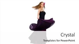  Presentation with purple - PPT layouts featuring ball gown - woman in purple dress isolated background and a  colored foreground