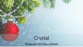  Presentation with hawaiian luau hanging decorative christmas - Presentation having ball hanging on fir tree background and a light blue colored foreground