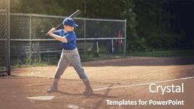  Presentation with waiting - PPT theme having ball in a baseball background and a coral colored foreground