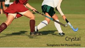  Presentation with battle field - Theme having ball in a field hockey background and a gold colored foreground