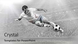  Presentation with goal ball - PPT theme having ball in action on field background and a  colored foreground