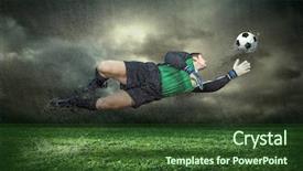  Presentation with sales action plan - Slide set featuring ball in action under rain background and a  colored foreground