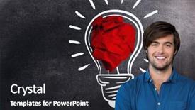  Presentation with light bulb - PPT theme enhanced with ball in front of blackboard background and a dark gray colored foreground