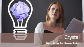  Presentation with hands holding black tablet - Presentation design with ball in front of blackboard background and a violet colored foreground