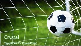  Presentation with goal ball - PPT layouts with ball in goal on green background and a tawny brown colored foreground