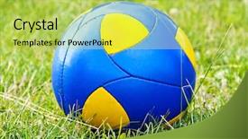  Presentation with grad ball - PPT theme with corner kick white line - ball in grass background and a yellow colored foreground