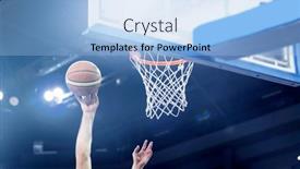  Presentation with basketball - Audience pleasing presentation theme consisting of ball-in-hoop-at-basketball backdrop and a light blue colored foreground
