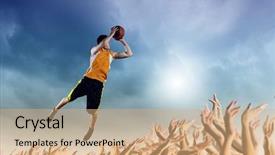  Presentation with base ball field - Presentation consisting of ball into basket in jump background and a coral colored foreground