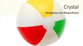  Presentation with beach ball - Colorful PPT theme enhanced with children clip art - striped beach ball isolated backdrop and a blonde colored foreground
