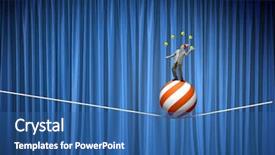  Presentation with juggling - Slide set enhanced with young businessman standing on ball juggling with balls background and a ocean colored foreground