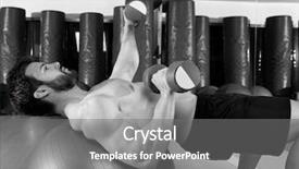  Presentation with gym ball - Beautiful theme featuring circuit training - dumbbell chest press on fit backdrop and a  colored foreground