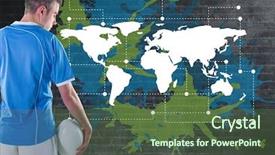  Presentation with paint splatter detailed - Cool new presentation theme with ball next to colorful map backdrop and a tawny brown colored foreground