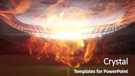  Presentation with fire ball - Beautiful slide deck featuring ball of fire against football backdrop and a tawny brown colored foreground