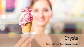  Presentation with ice cream - Audience pleasing slide deck consisting of ball of ice cream backdrop and a coral colored foreground