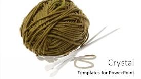  Presentation with needles - Beautiful PPT theme featuring ball-of-knitting-wool backdrop and a white colored foreground