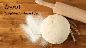  Presentation with rolling ball - Slide deck having ball of raw dough wheat background and a  colored foreground