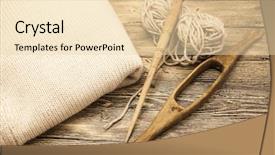  Presentation with wool - Slide deck having spinning industry - mockup old wooden spindle background and a lemonade colored foreground
