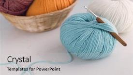  Presentation with crochet - Slide deck with ball of wool yarn background and a light gray colored foreground