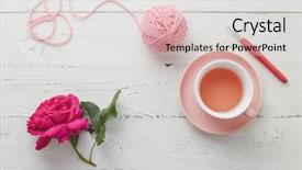  Presentation with crochet - Audience pleasing slide deck consisting of ball of yarn crochet hook backdrop and a light gray colored foreground