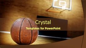  Presentation with ball sports - PPT theme with ball-on-basketball-court background and a tawny brown colored foreground