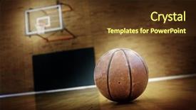  Presentation with basketball court - Theme featuring ball on basketball court background and a tawny brown colored foreground