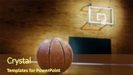  Presentation with basketball court - Presentation theme enhanced with ball on basketball court background and a tawny brown colored foreground