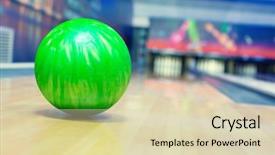  Presentation with bowling - Amazing PPT theme having bowling alley against ten pins backdrop and a soft green colored foreground