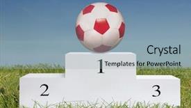 Presentation with first - PPT theme consisting of ball on first place podium background and a light blue colored foreground