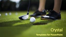  Presentation with driver - Slide deck having ball on green meadow driver background and a tawny brown colored foreground