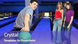  Presentation with man watching woman preparing vegetables - Cool new slides with ball on path for bowling backdrop and a cobalt blue colored foreground