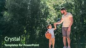  Presentation with basketball court - Audience pleasing slide deck consisting of ball on the basketball backdrop and a tawny brown colored foreground