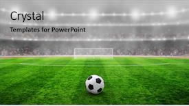  Presentation with soccer field - Audience pleasing theme consisting of ball on the green field backdrop and a light gray colored foreground