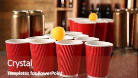  Presentation with beer pong table - PPT layouts featuring ball on wooden table background and a tawny brown colored foreground