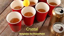  Presentation with beer pong table - Beautiful theme featuring ball on wooden table backdrop and a tawny brown colored foreground