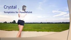  Presentation with golf ball on tee - PPT layouts featuring ball out of sand trap background and a sky blue colored foreground