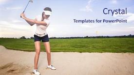  Presentation with golf ball on tee - Colorful slide deck enhanced with of the sand trap backdrop and a sky blue colored foreground