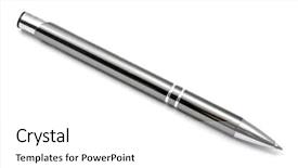  Presentation with ink - Cool new theme with ball point pen isolated backdrop and a white colored foreground