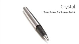  Presentation with writing-pen - Slides enhanced with ball-point-pen-isolated and a white colored foreground