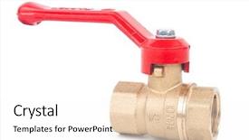  Presentation with red leather cricket ball hitting - Slide set enhanced with valves - ball valve with red handle background and a white colored foreground