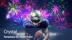  Presentation with american football - Beautiful PPT theme featuring ball while kneeling against firework backdrop and a ocean colored foreground