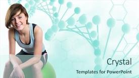  Presentation with sporty - Presentation design featuring ball with blue dna background and a cool aqua colored foreground